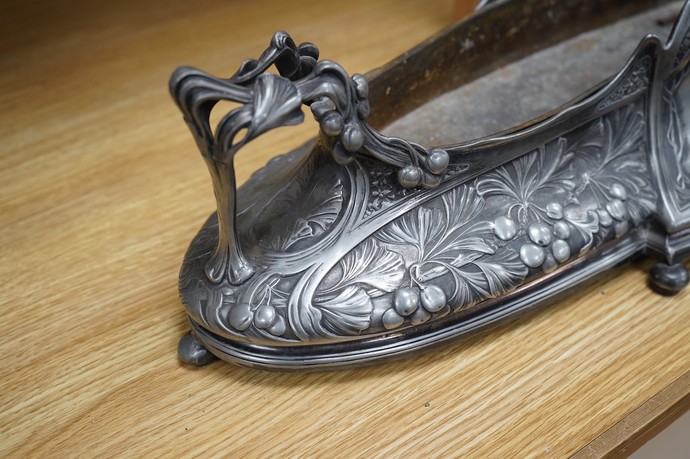 An early 20th Century German Art Nouveau B & G Imperial centrepiece, 63.5cm long. Condition - fair to good